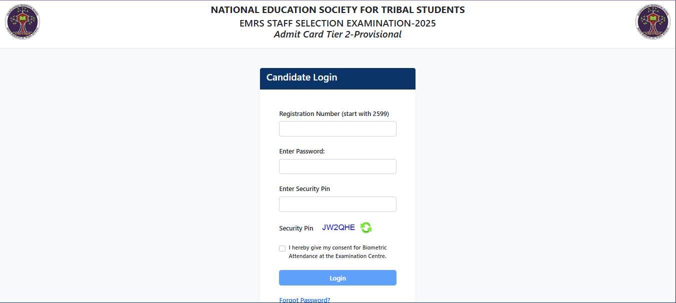 EMRS Tier 2 Admit Card 2026