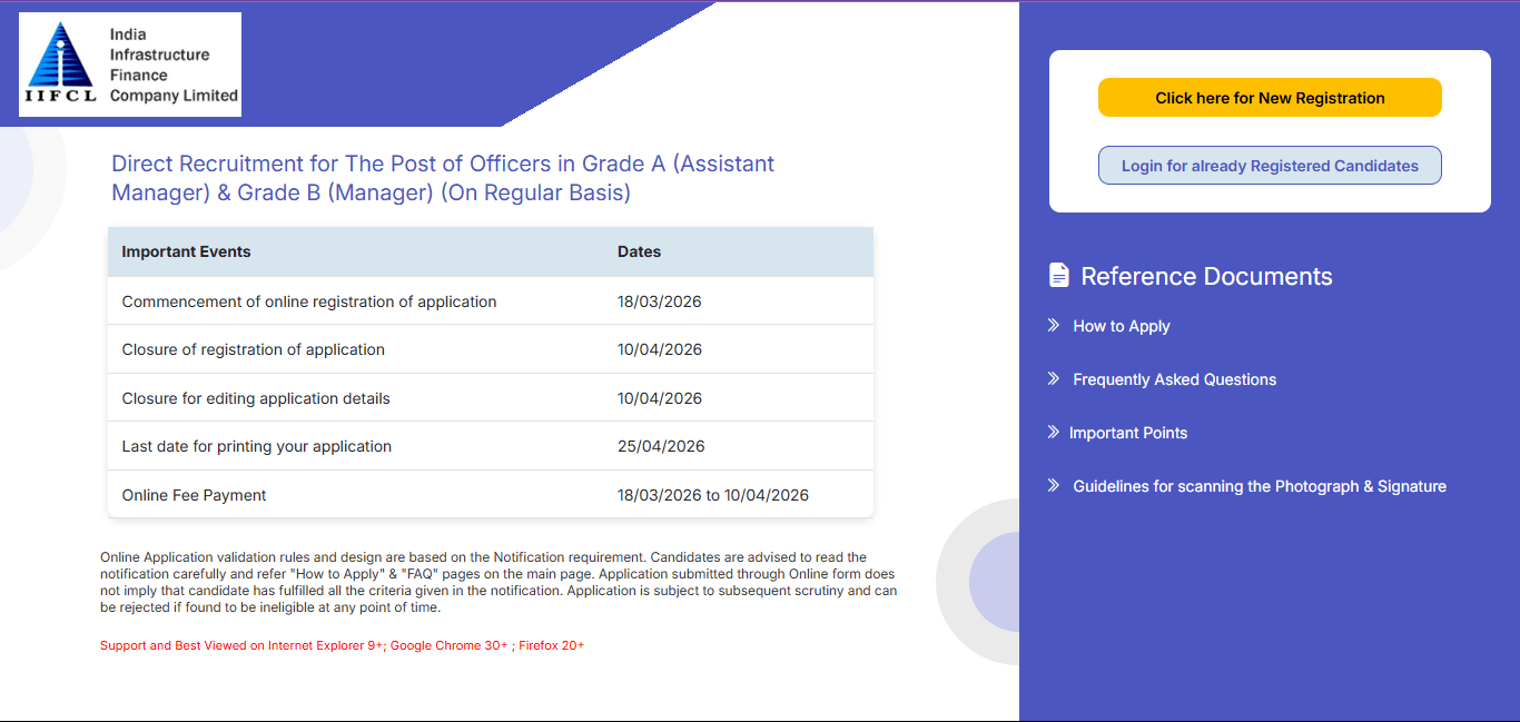 IIFCL Assistant Manager & Manager Recruitment 2026