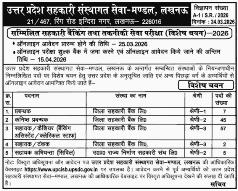 UP Uttar Pradesh Cooperative Bank Recruitment 2026