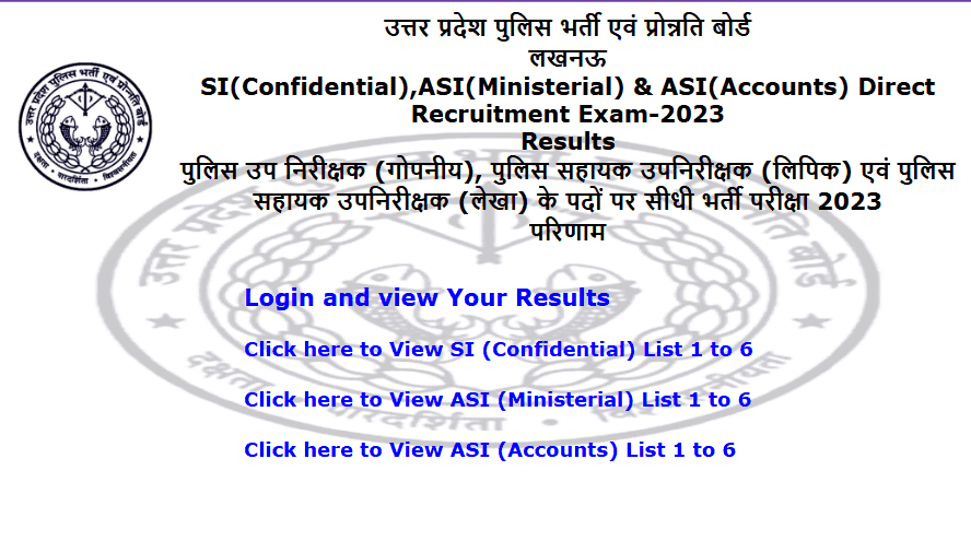 UP Police SI ASI Final Result 2026