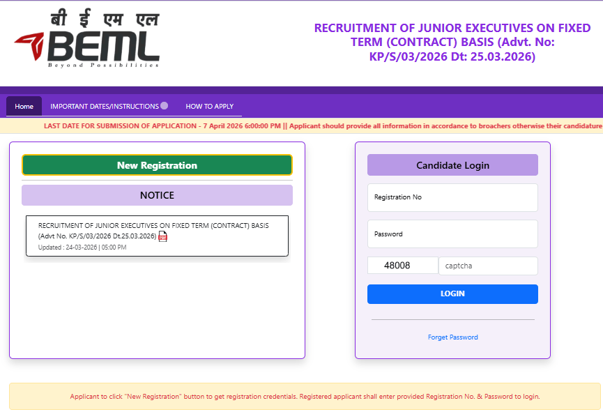 BEML Junior Executive Recruitment 2026