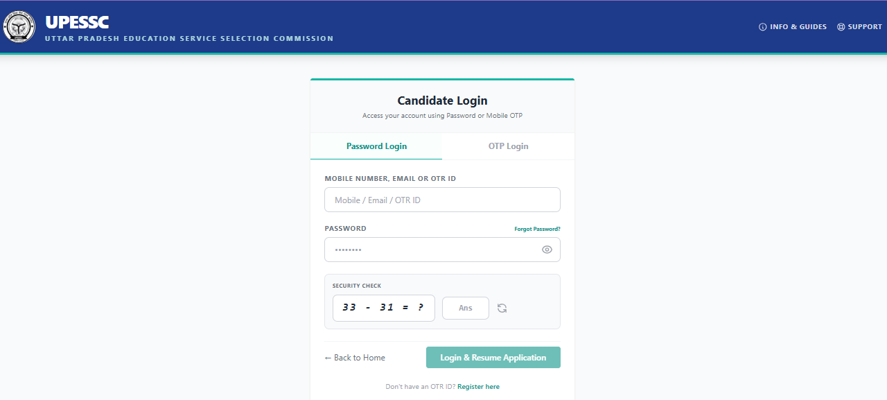 UPTET OTR Registration 2026