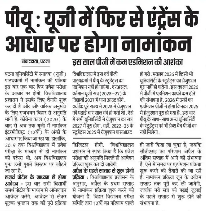 Patna University UG Admission 2026