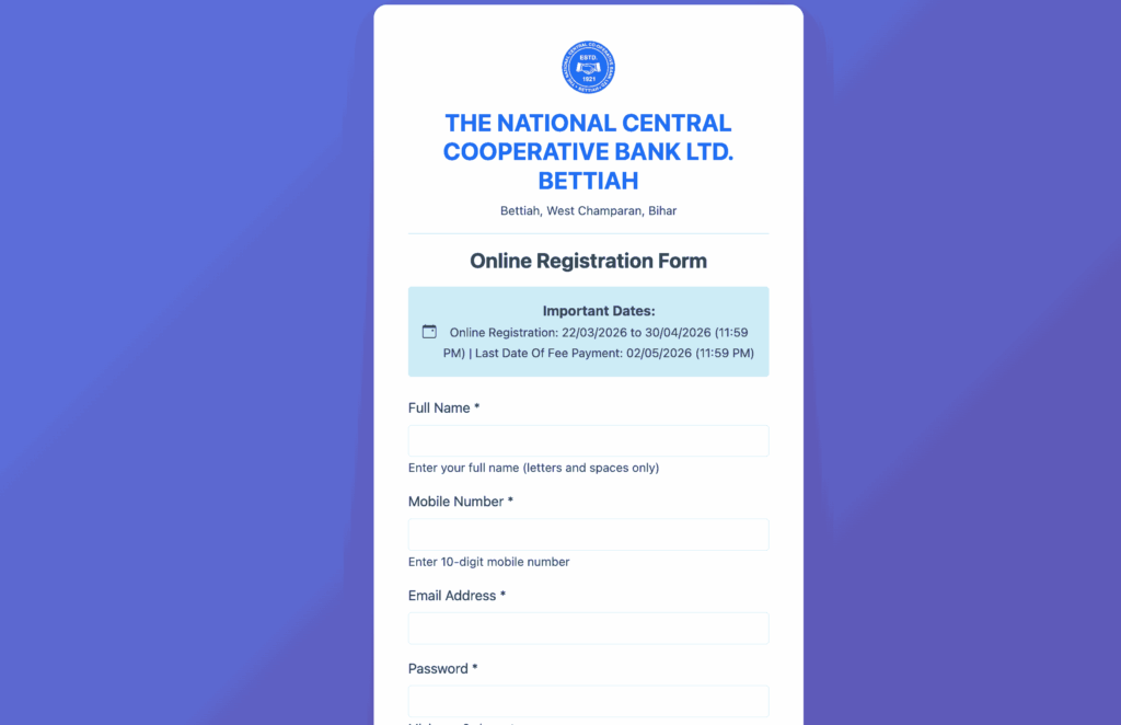 Bihar National Central Co-Operative Bank Recruitment 2026