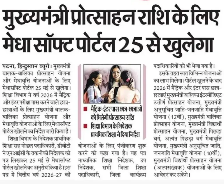 Bihar Board 12th Pass Scholarship 2026