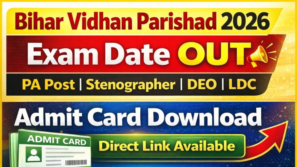 Bihar Vidhan Parishad PA & Stenographer Exam Date 2026