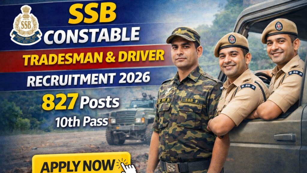 SSB Constable Tradesman & Driver Recruitment 2026