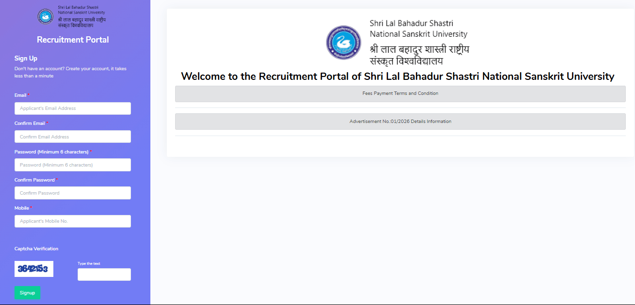 SLBSRSV Non Teaching Recruitment 2026