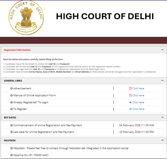 Delhi High Court JJA Result 2026