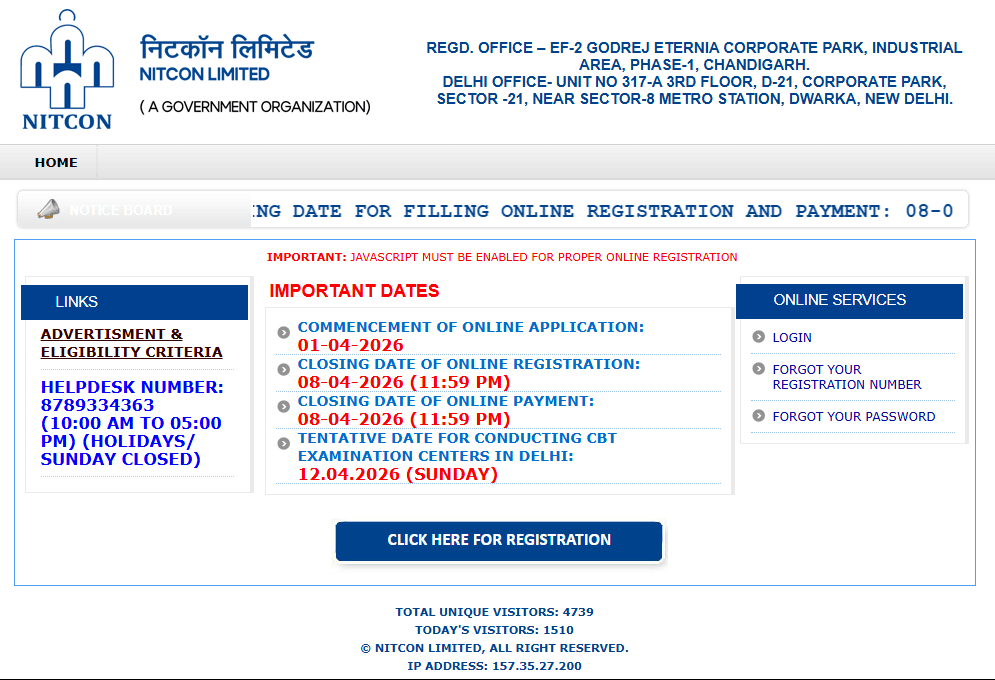 Delhi NITCON Junior Engineer Recruitment 2026