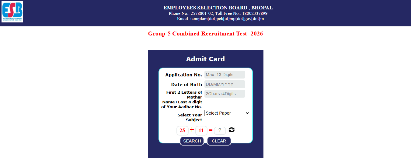 MPESB Group 5 Staff Nurse Paramedical Admit Card 2026