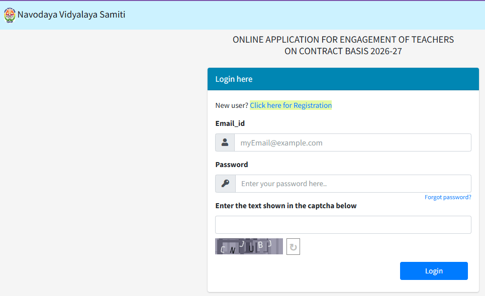 NVS Bhopal Region Contractual Recruitment 2026