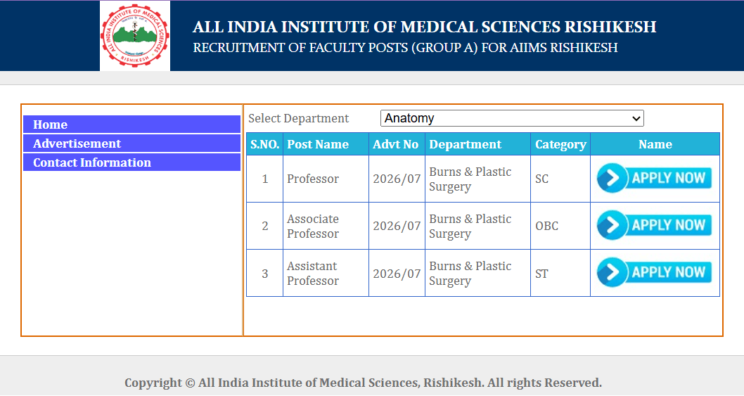 AIIMS Rishikesh Faculty Recruitment 2026