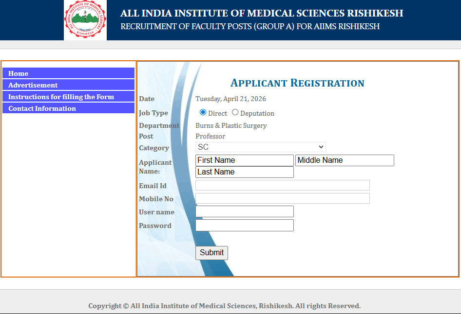 AIIMS Rishikesh Faculty Recruitment 2026