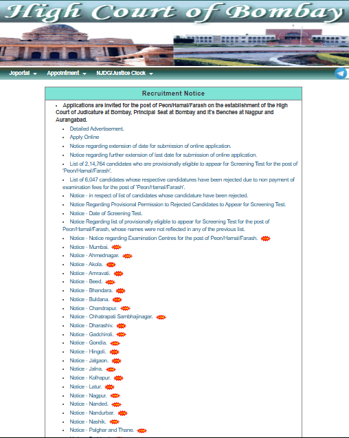 Bombay High Court Clerk, Driver & Peon Admit Card 2026
