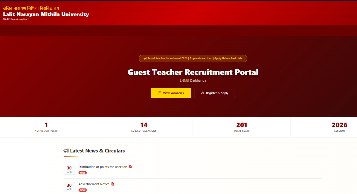 LNMU Guest Teacher Vacancy 2026