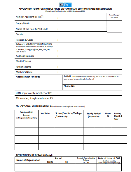 FACT FEDO Engineering Contract Recruitment 2026
