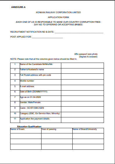 Konkan Railway Executive Recruitment 2026