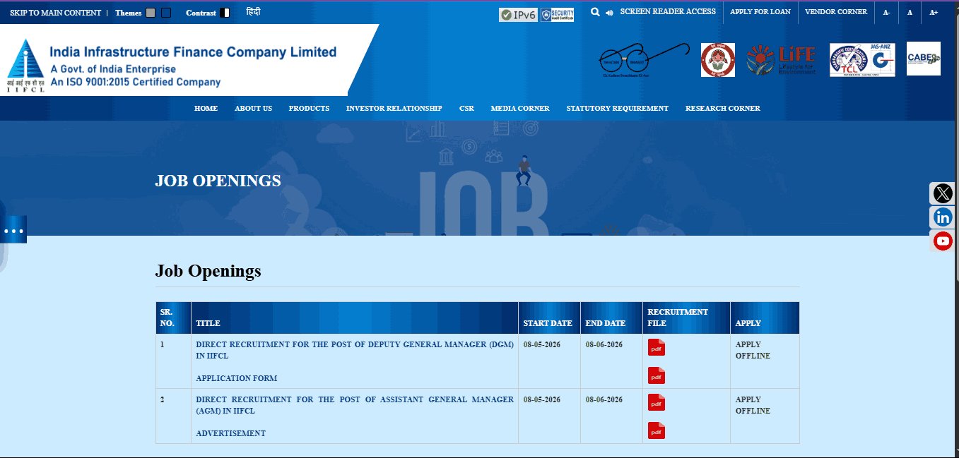 IIFCL Assistant General Manager (AGM) Recruitment 2026
