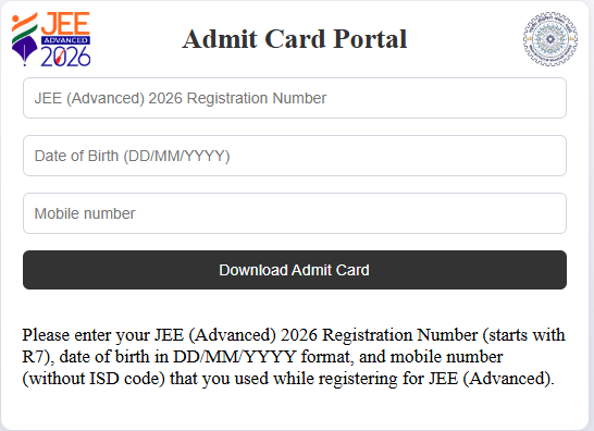 JEE Advanced Admit Card 2026