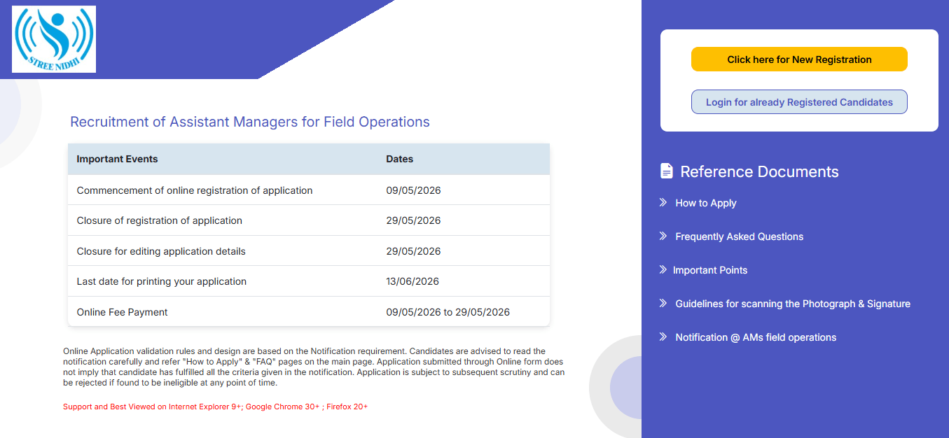 Stree Nidhi Assistant Manager Recruitment 2026