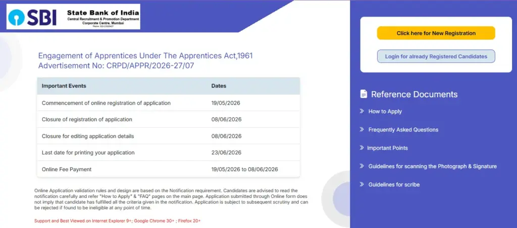 SBI Apprentice Recruitment 2026