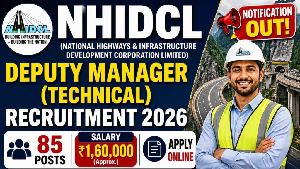 NHIDCL Deputy Manager (Technical) Recruitment 2026