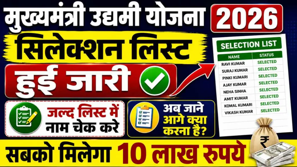 Bihar Udyami Yojana Selection List 2026