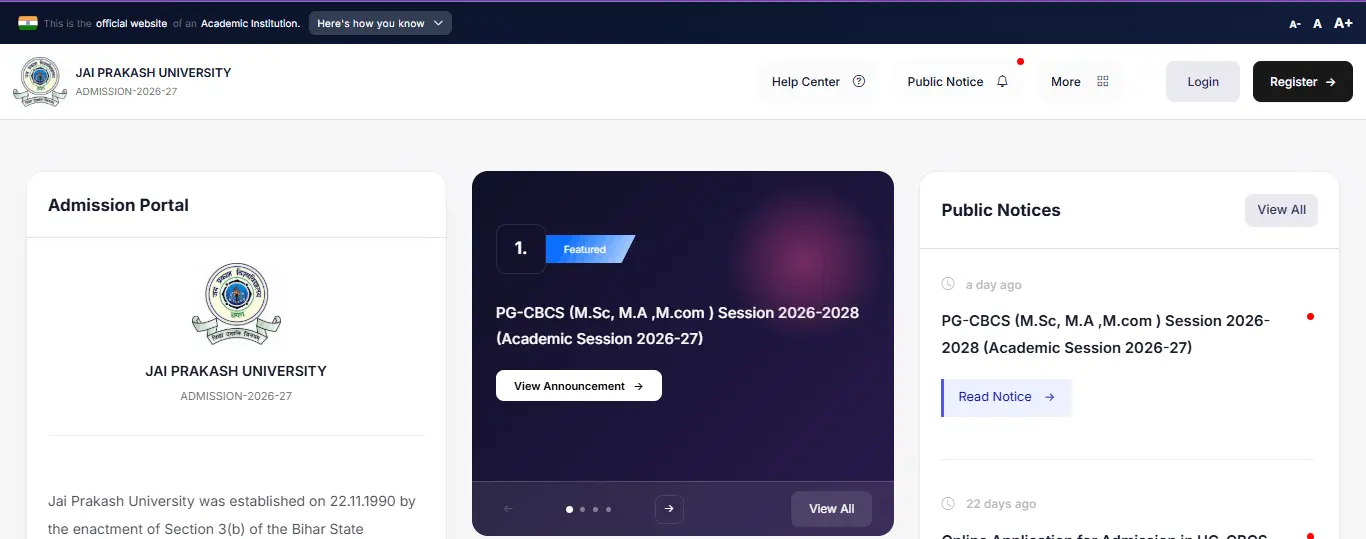 JPU Chapra PG Admission Online Form 2026