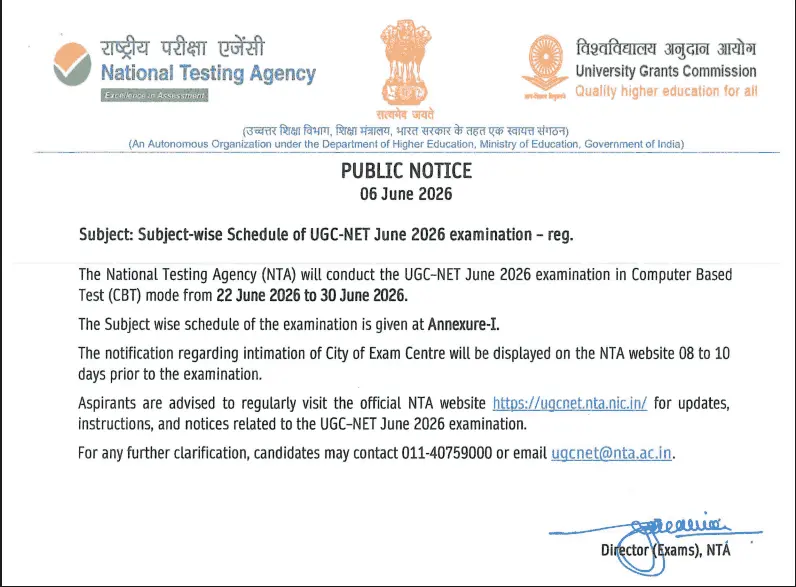 UGC NET June 2026 Exam Date Out