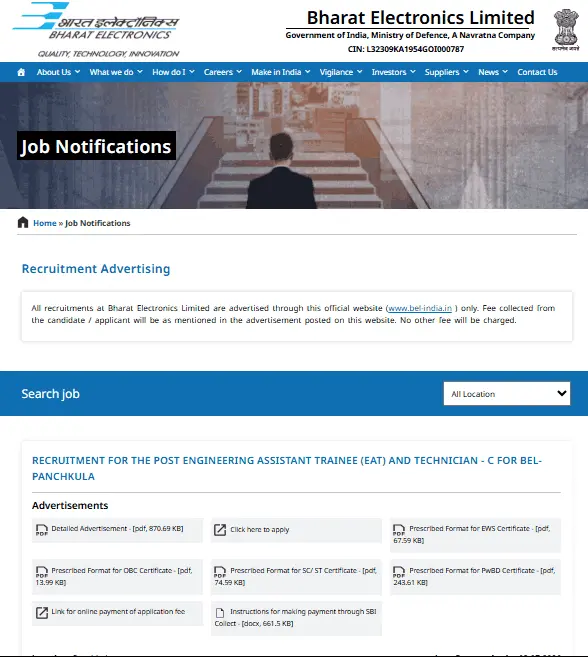 BEL Panchkula EAT & Technician C Recruitment 2026