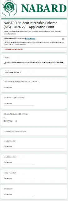 NABARD Internship Online Apply 2026