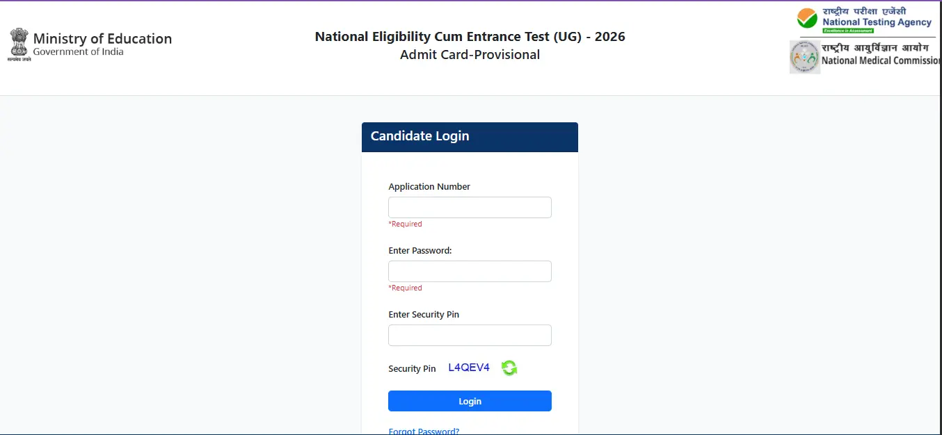 NEET UG 2026 Re Exam Admit Card