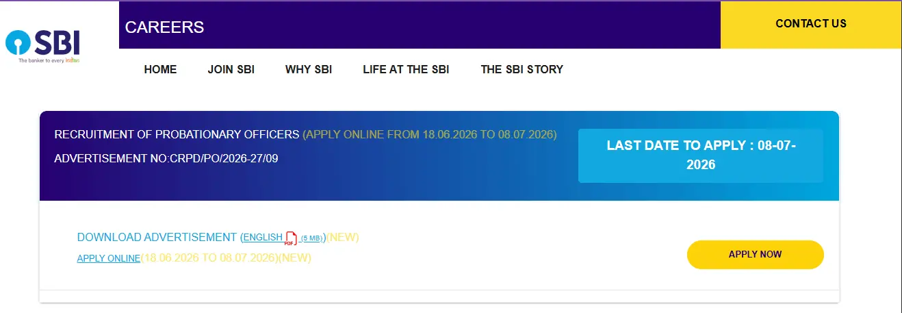 SBI Probationary Officer (PO) Recruitment 2026