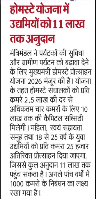 Mukhaymantri Home Stay Protsahan Yojana 2026