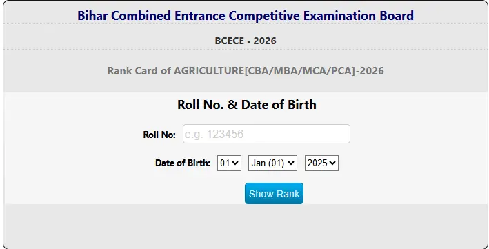 BCECE Rank Card & Result 2026