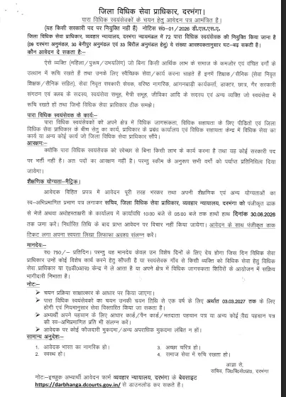 Darbhanga PLV Vacancy 2026