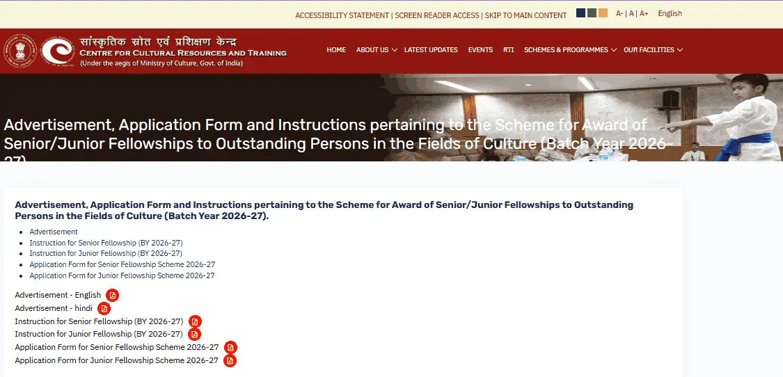 CCRT Senior/Junior Fellowships 2026