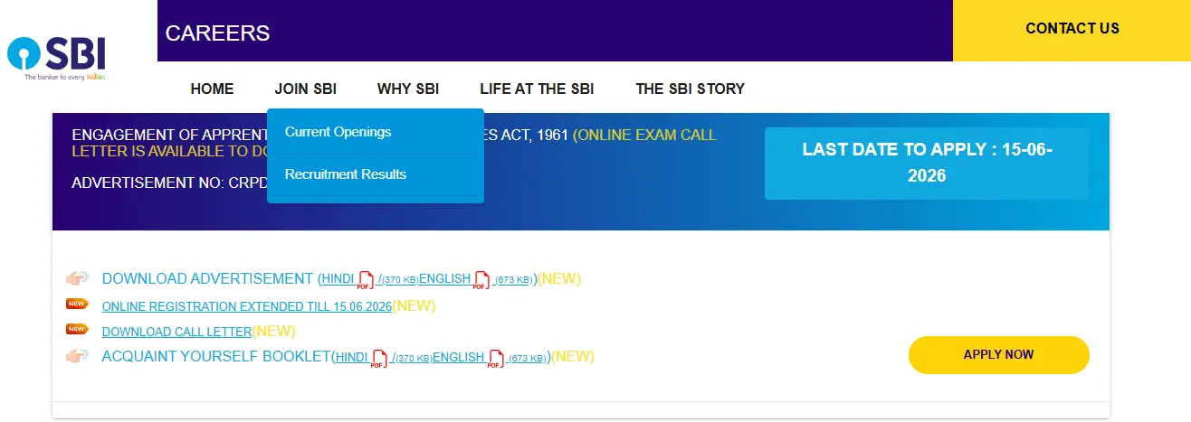SBI Apprentice Admit Card 2026