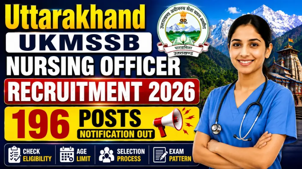 Uttrakhand UKMSSB Nursing Officer Recruitment 2026