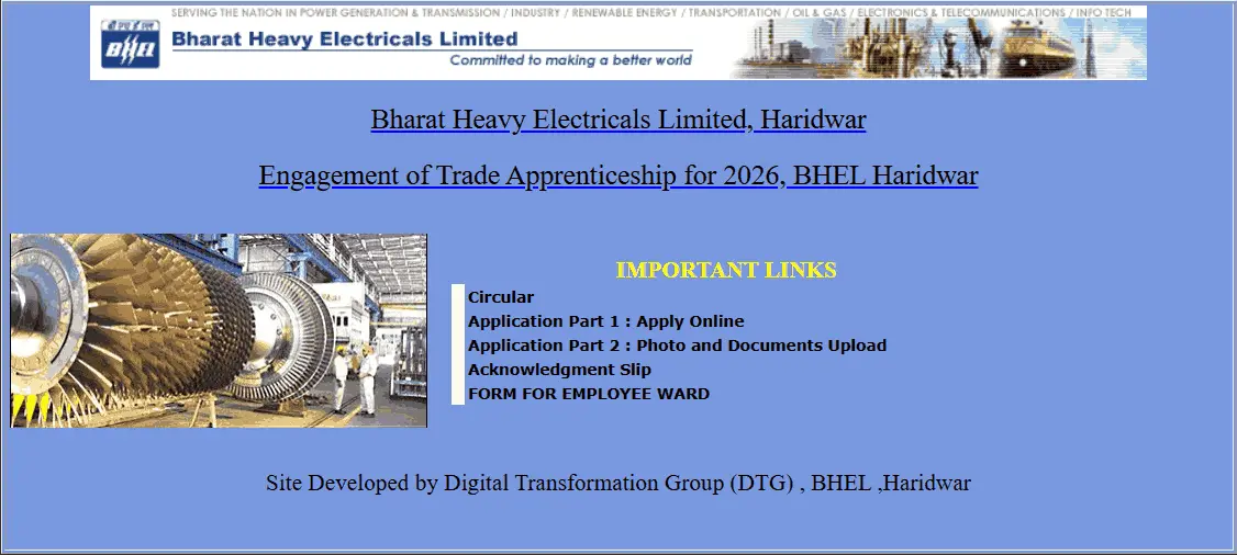 BHEL Haridwar Trade Apprentice Recruitment 2026