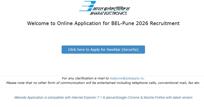 BEL Havildar (Security) Recruitment 2026