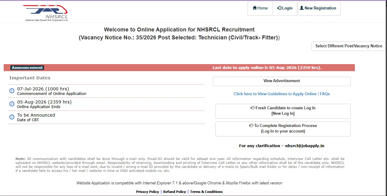 NHSRCL Technician Recruitment 2026