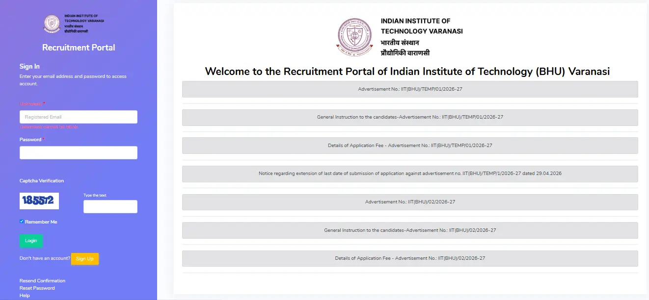 IIT BHU Non Teaching Recruitment 2026