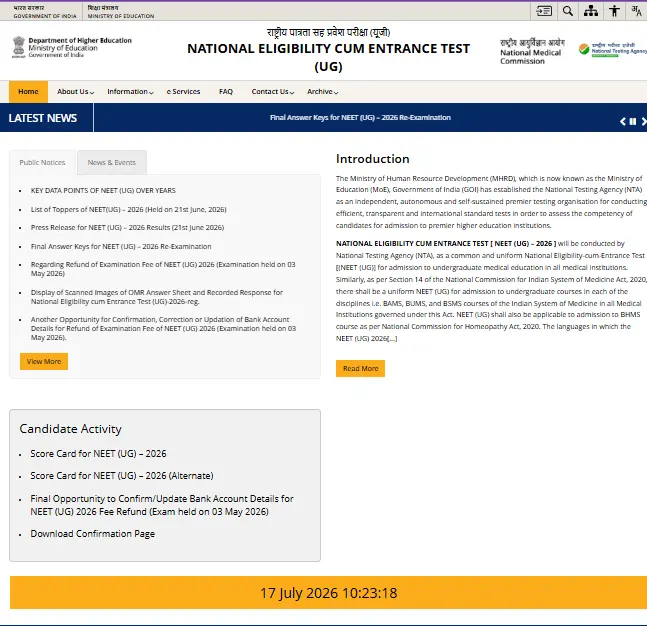 NEET UG Result 2026