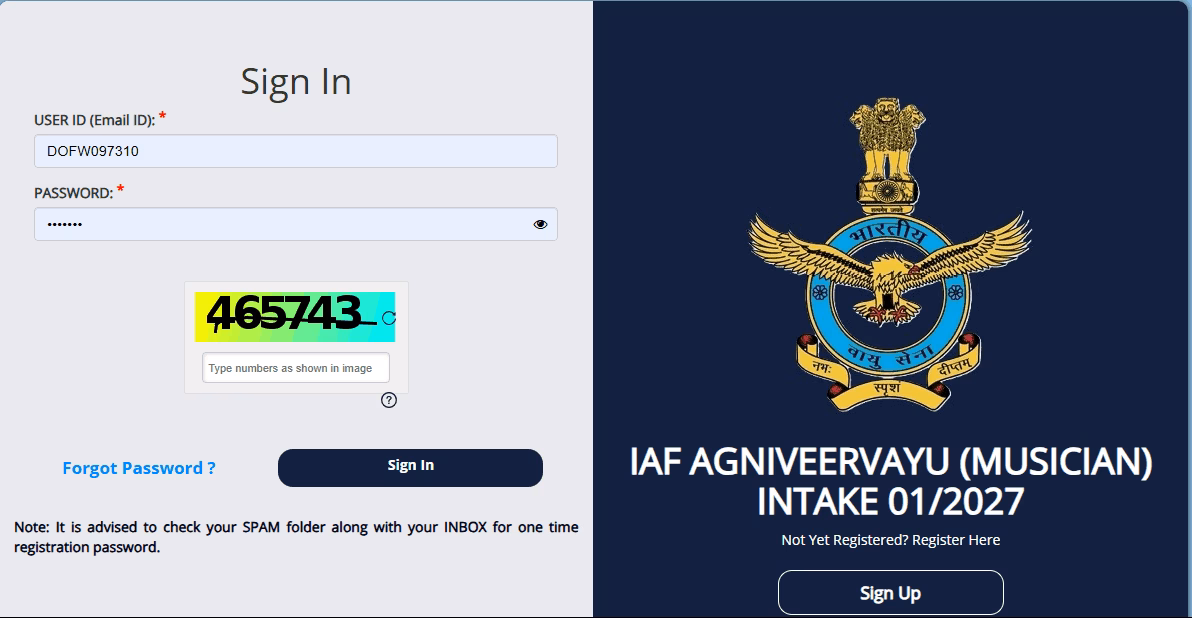 Indian Airforce Agniveer Vayu Musician Intake 01/2027