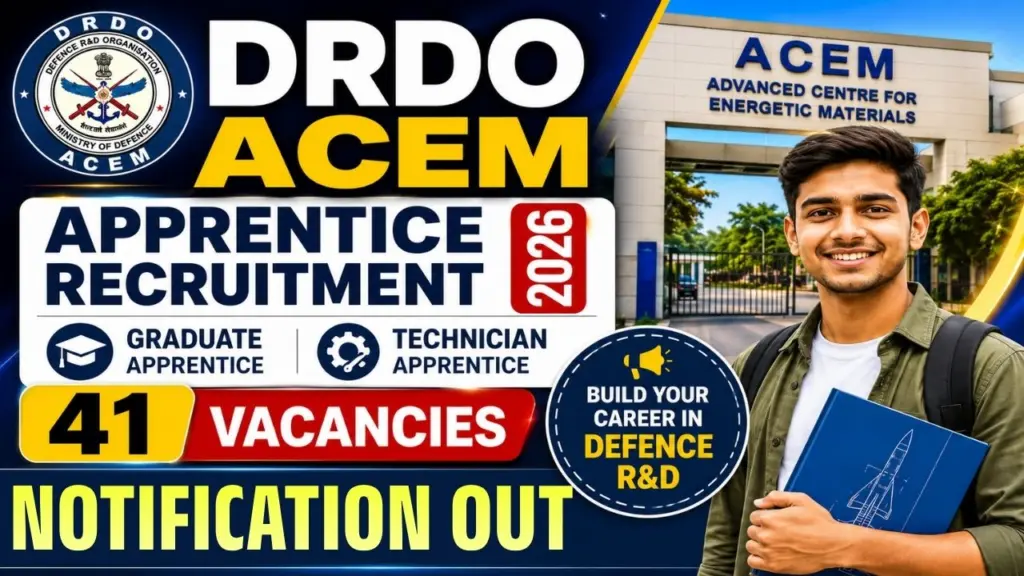 DRDO ACEM Apprentice Recruitment 2026