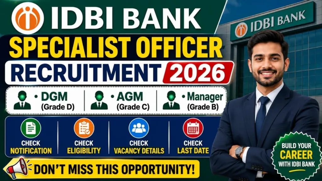IDBI Bank Specialist Officer (SO) Recruitment 2026