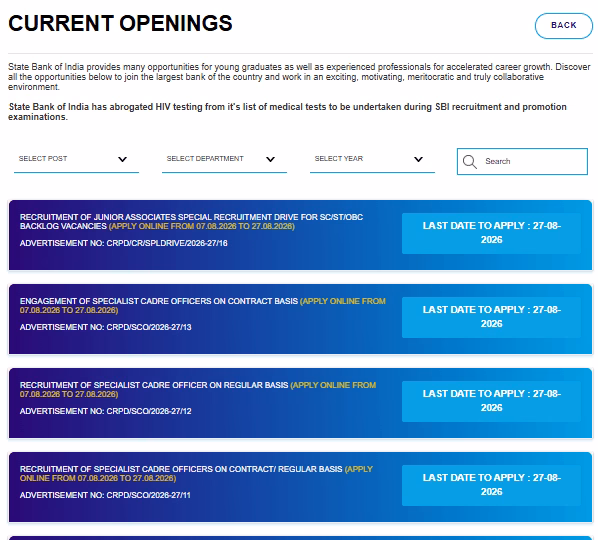 SBI SCO Specialist Cadre Officer Recruitment 2026