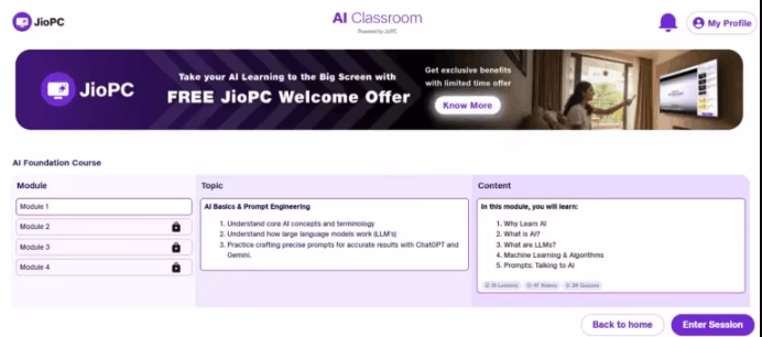 Jio AI Course Free With Certificate